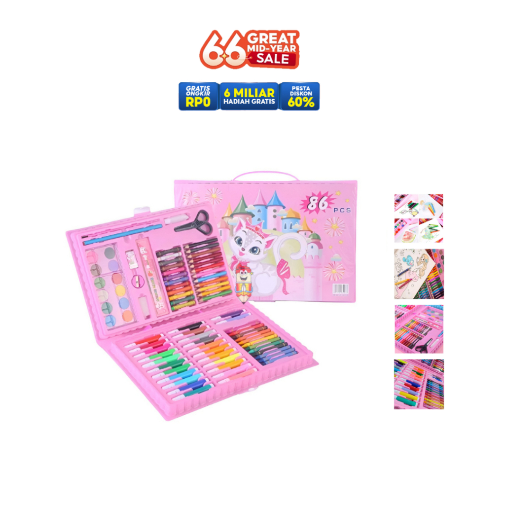 

Crayon mewarnai anak / art set / coloring set lengkap isi 86 pcs