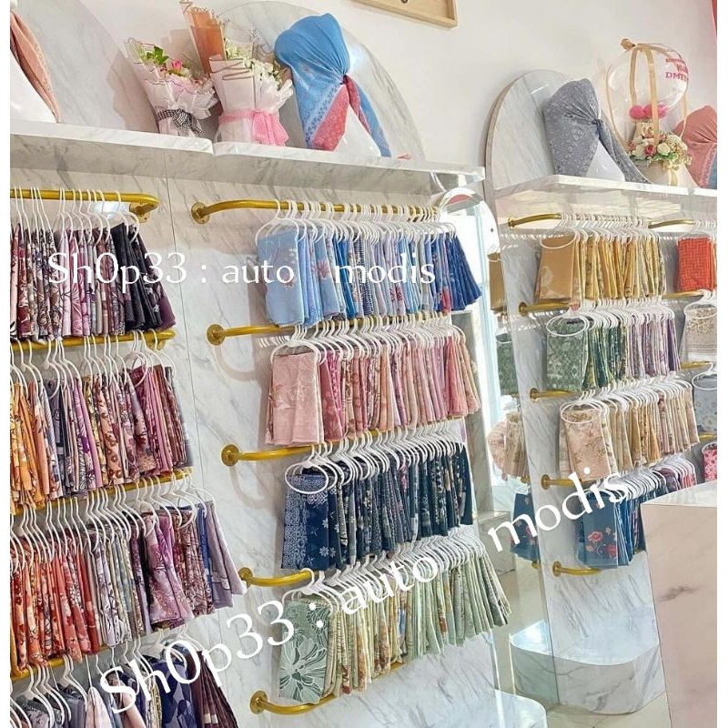 GAWANG KERUDUNG PAJANGAN DISPLAY ETALASE ORGANIZER PASMINAH RAK LEMARI KABINET TOKO HIJAB GANTUNGAN 