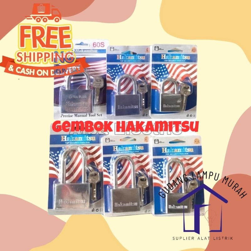 Gembok Pendek Hakamitsu 30mm 40mm 50mm 60mm Gembok Murah Gembok Leher Pendek