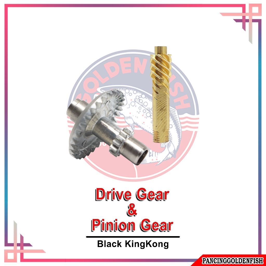 DRIVE GEAR + PINION GEAR REEL GOLDENFISH BLACK KINGKONG BKK