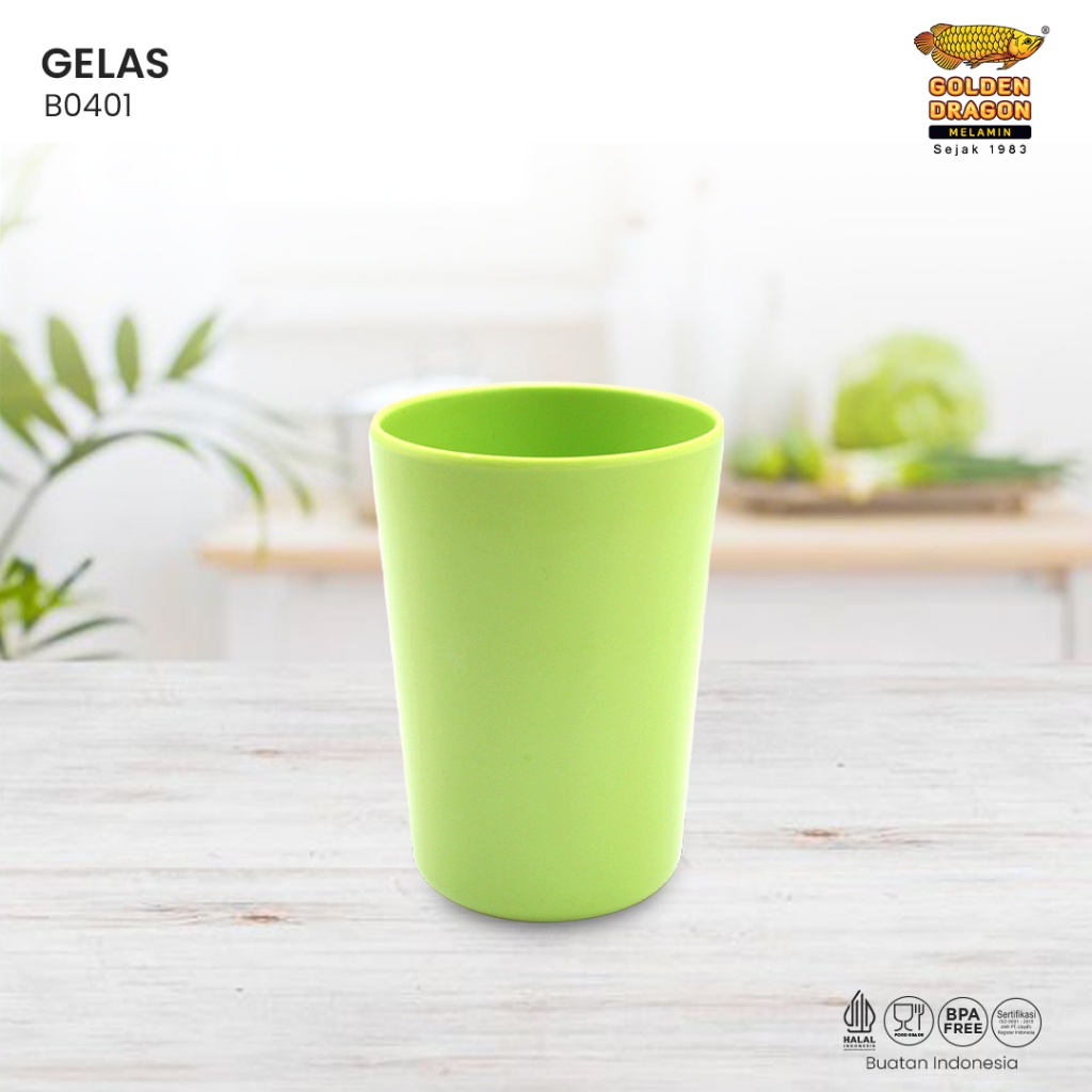 Arwana Houseware Gelas Rata Hijau Stabilo 340 ml B0401 - Golden Dragon Melamine