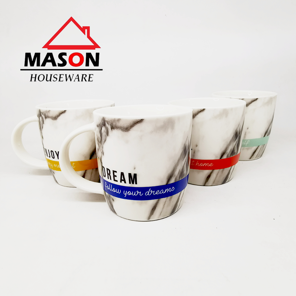 Mug Keramik / Mug Teh/ Mug Kopi / Gelas Keramik MASON Motif Marble With colour stripes