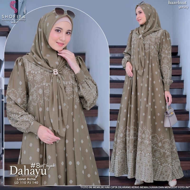 [ORI PRODUK SHOFIYA] DAHAYU Baju Gamis modern (Gamis + Hijab) Motif kekinian