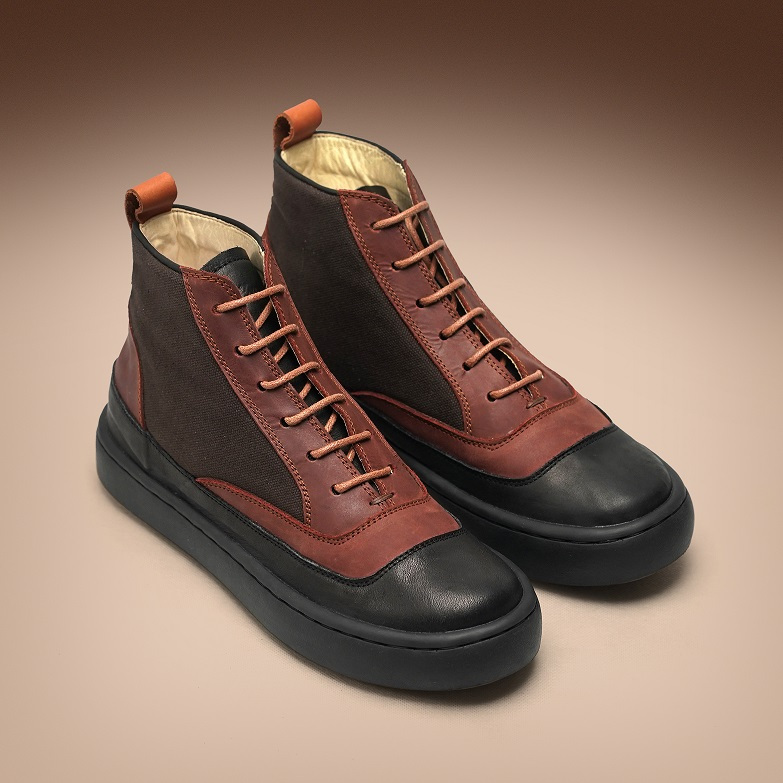 Sepatu Sneaker Kulit Pria Exodos57 - Meawa Brown Black