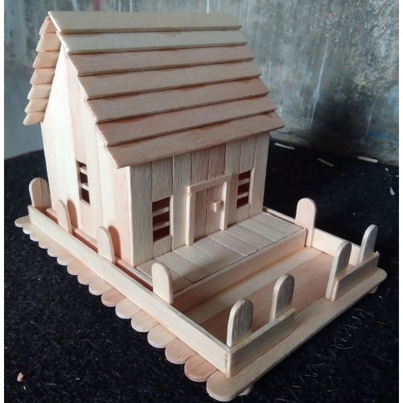 kerajinan stik es krim prakarya miniatur rumah stik es krim