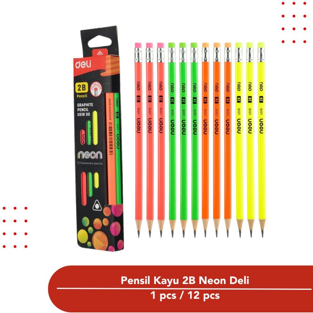 

Deli Pencil Pensil kayu Neon 2B EU51800
