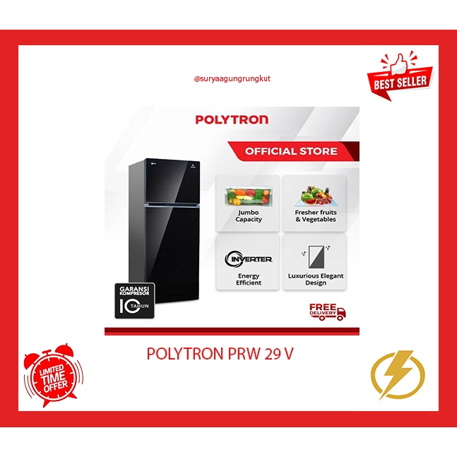 KULKAS 2 PINTU POLYTRON BELLEZA 240 LITER 140 WATT PRW - 29 V