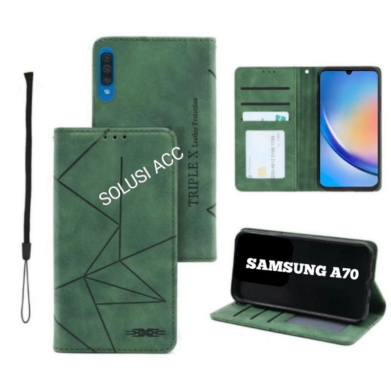 CASE DOMPET SAMSUNG A70 FLIP COVER LEATHER CASE MAGNET PREMIUM BERKUALITAS SARUNG HP