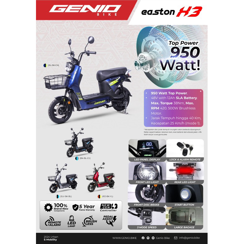 Sepeda Listrik Genio Easton X3 By United Bike