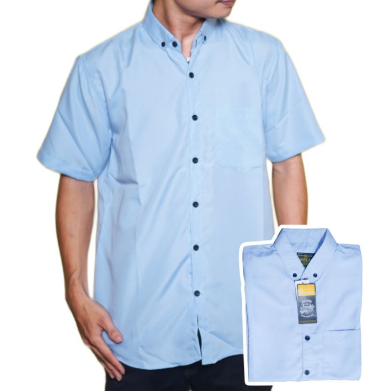 KEMEJA LENGAN PENDEK PRIA BERKUALITAS PREMIUM BIRU TOSCA
