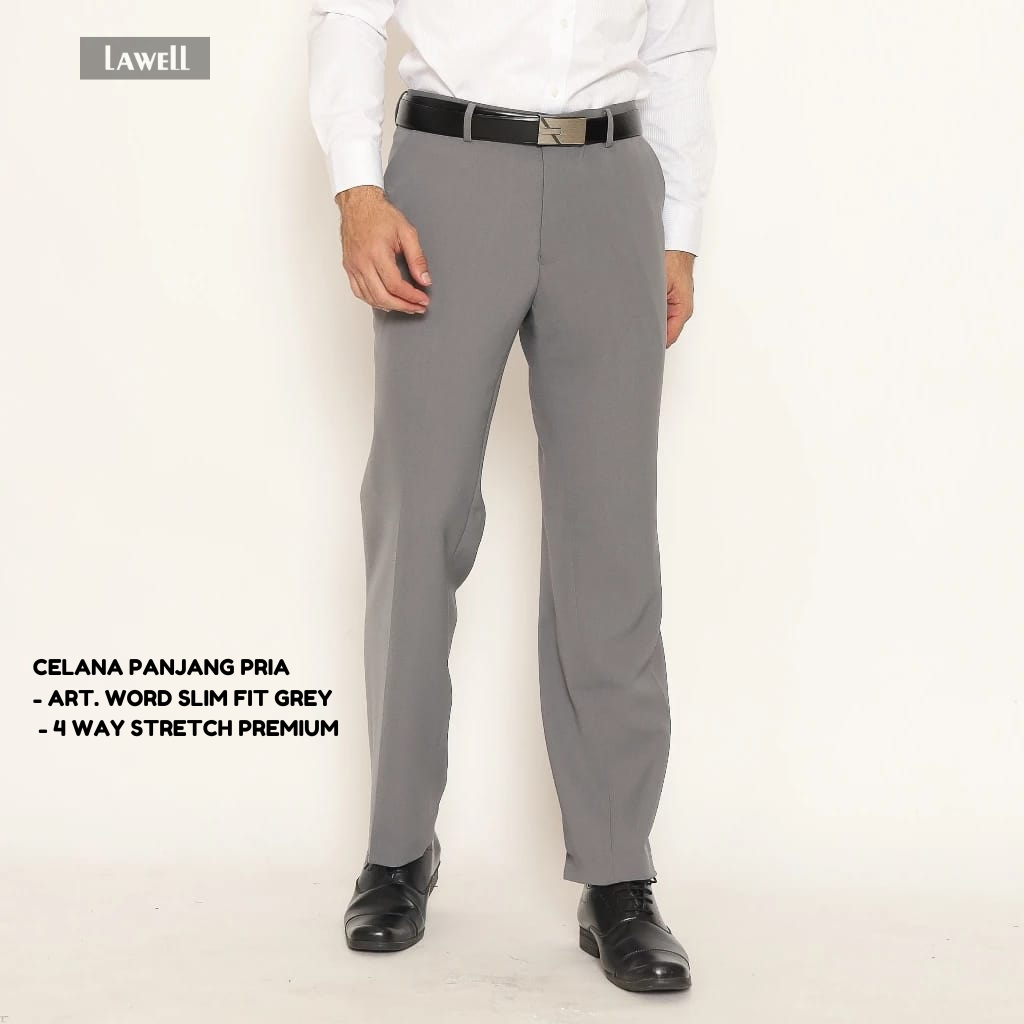 Lawell Celana Bahan Pria Formal Kerja Slim Fit Regular Fit 4 Way Stretch Kualitas Premium Branded