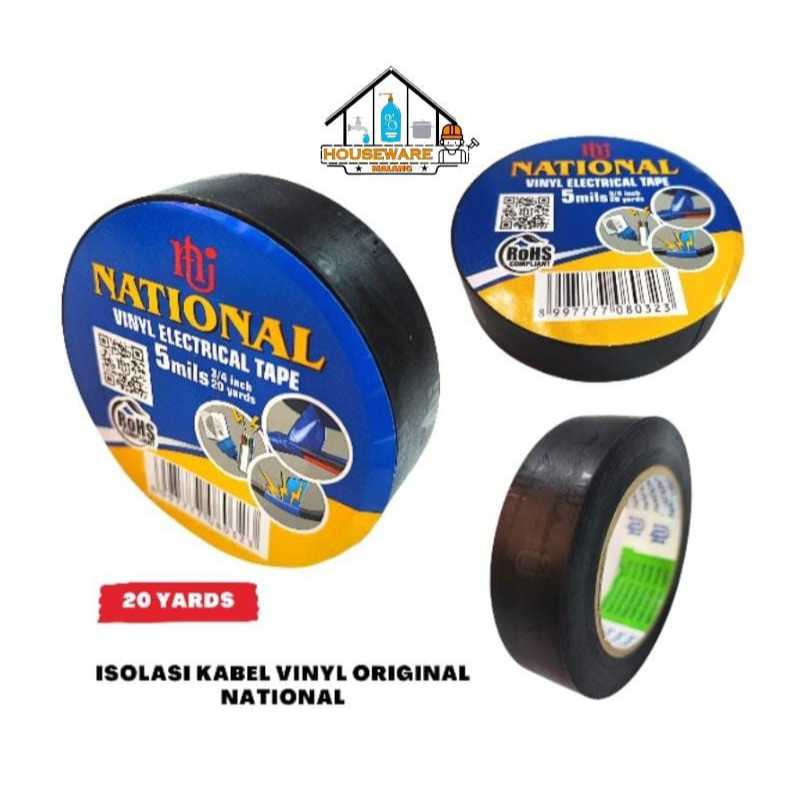 [GROSIR 12 PCS] Solasi Listrik National Solasi Hitam Listrik 20 Yard Solasi Kabel