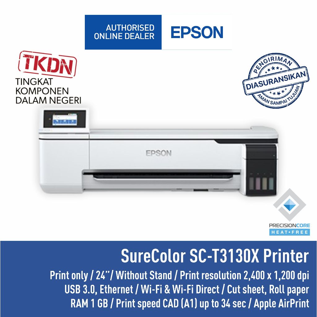 PRINTER EPSON SURECOLOR SC-T3130X SC T3130X T3130 A1 24" 24 Inci RESMI