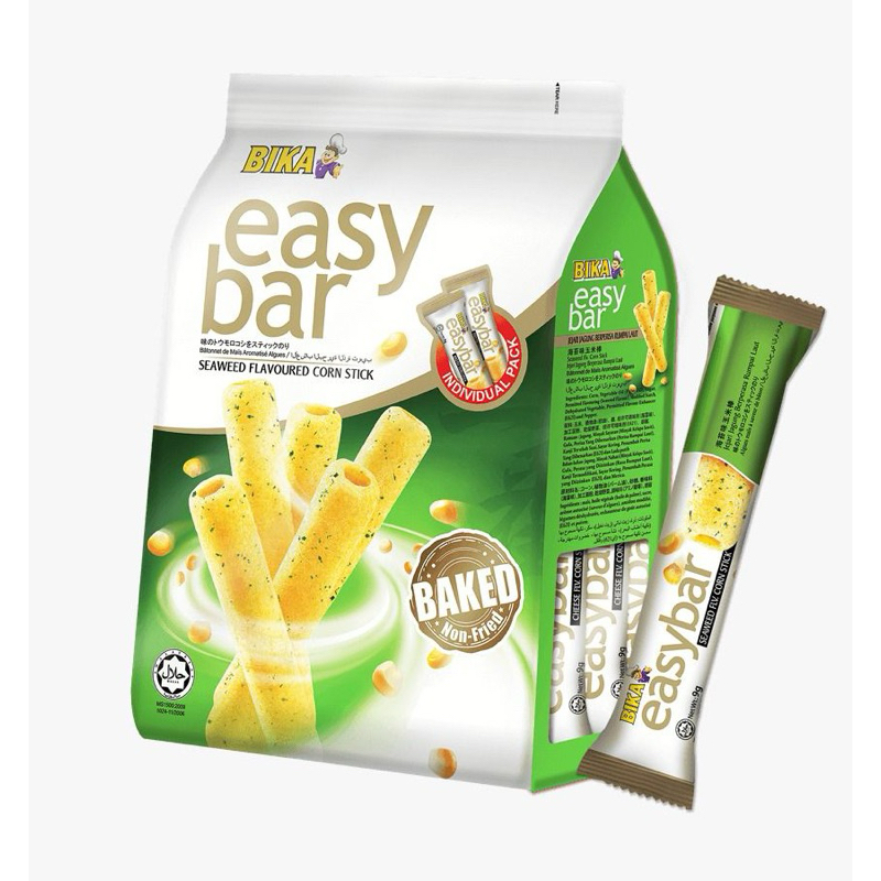 

Ay00! Bika Easy Bar 108g Corn Stik Rasa BBQ Bika Easy Bar Chicken BBQ Seaweed Cheese Flavour Corn