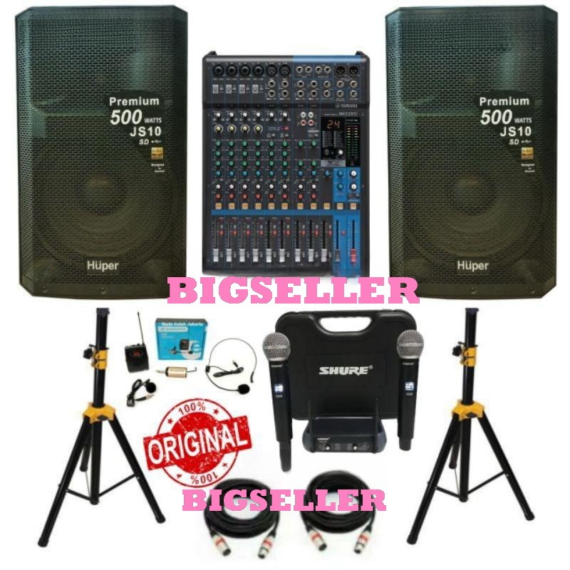 Paket Sound system Huper 15 inch 500watt + Mixer Yamaha 12 ch