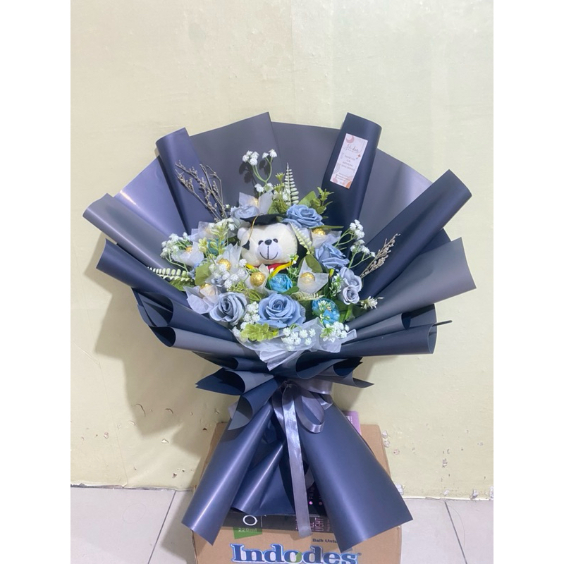 READY BUKET WISUDA/ BUKET BONEKA WISUDA Mix Bunga Mix Coklat/ Buket wisuda  jumbo / Buket wisuda cok