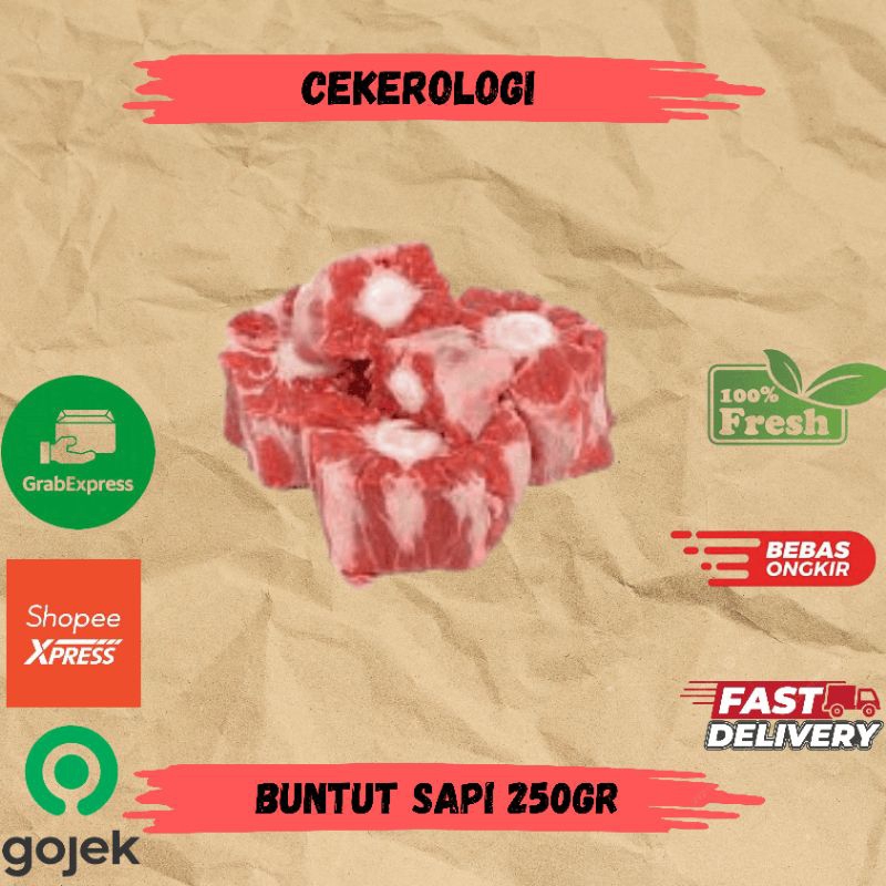 

Buntut Sapi 250gr / Buntut Sapi / Buntut Sapi Fresh Berkualitas / JABODETABEK / Daging Sapi