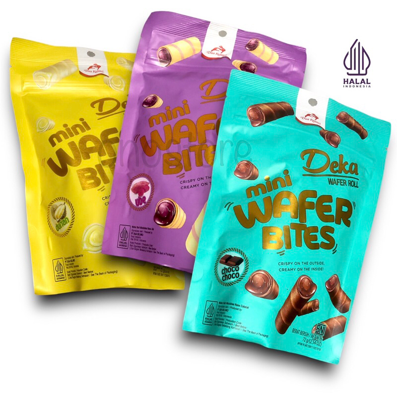 

Deka Wafer Mini Bites 72 gram Choco Ube Durian