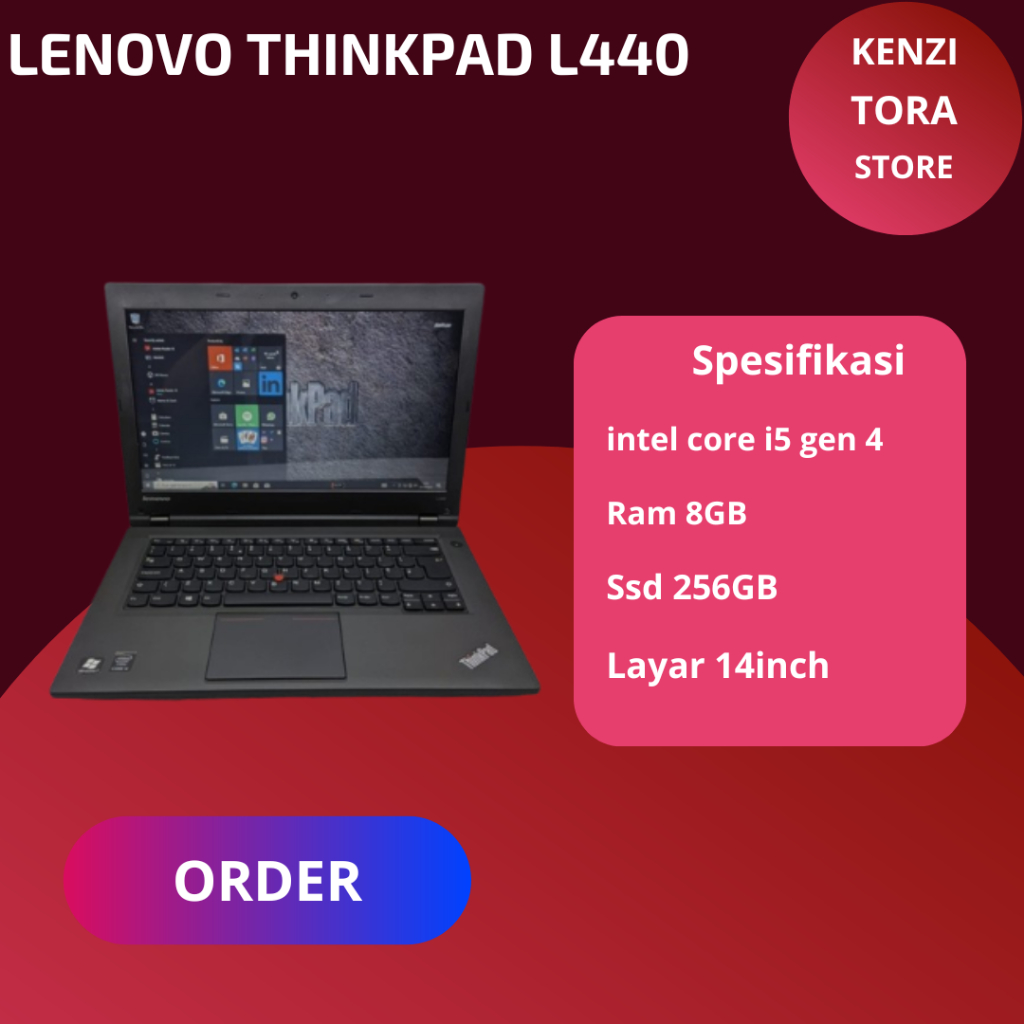 Laptop Lenovo ThinkPad L440 Core i5 Gen4 Ram 8GB Ssd 256GB Mulus