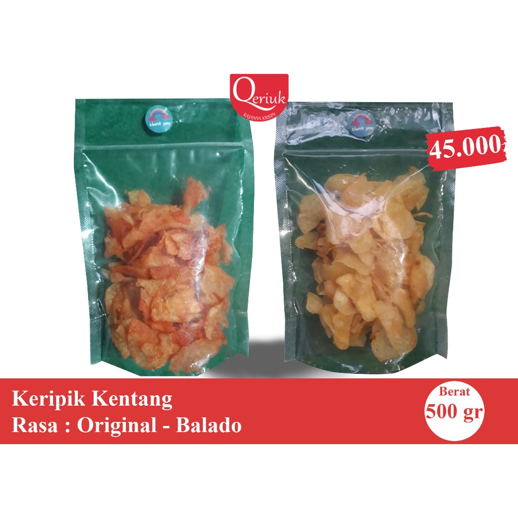 

Keripik kentang 500 gr Cemilan Snack Keripik Kentang - Qeriuk