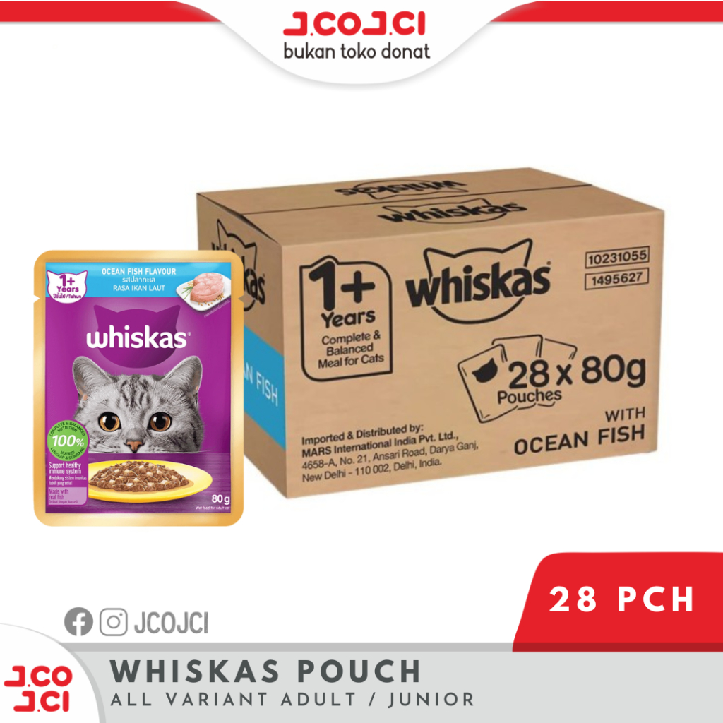 Whiskas Pouch Adult Dus/ Whiskas Pouch Junior Dus Isi 28 Sachet