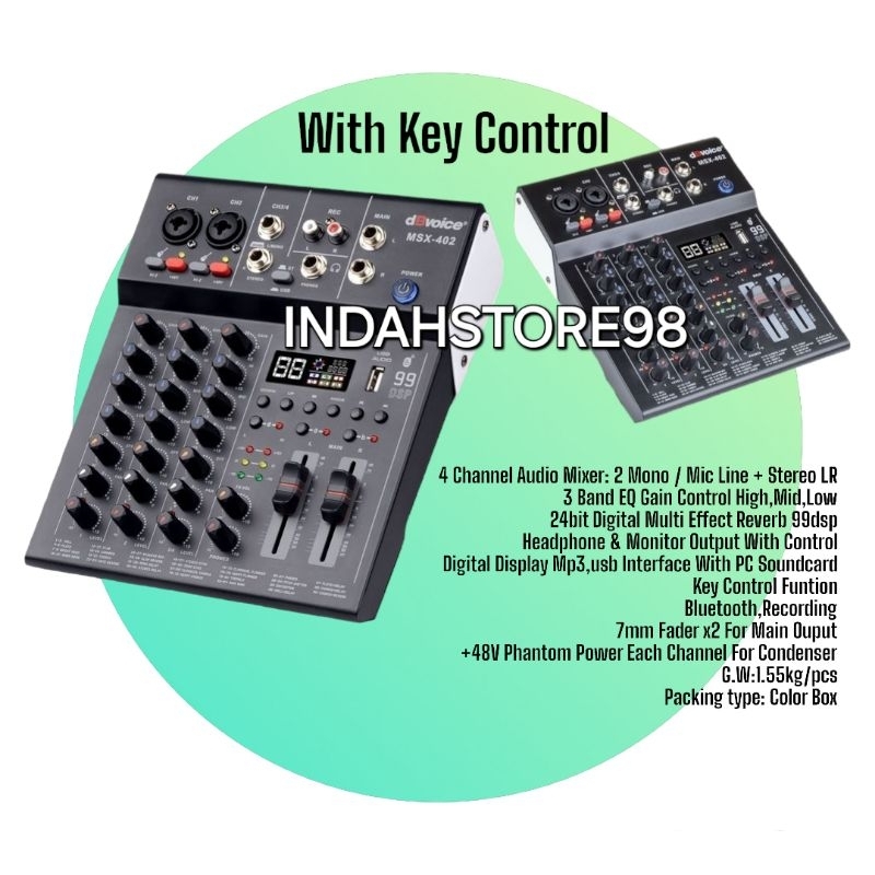 Mixer 4 Channel dBvoice MSX 402 Bluetooth USB Interface Original dB Voice Mixer Mini 2 Channel