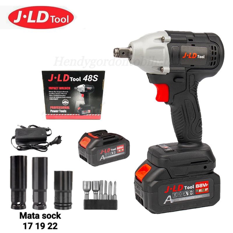JLD Cordless Impact Wrench 48S brushless impact baterai / 350N.M impact pembuka baut / 88VF impact b