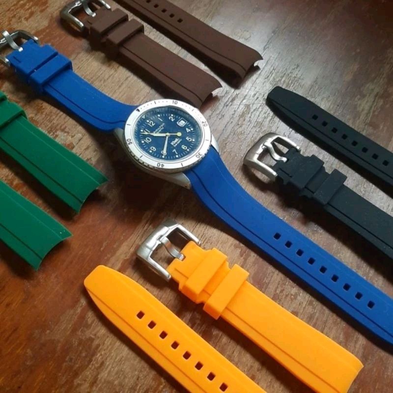 curved end tali jam tangan rubber strap curved 20mm 22mm