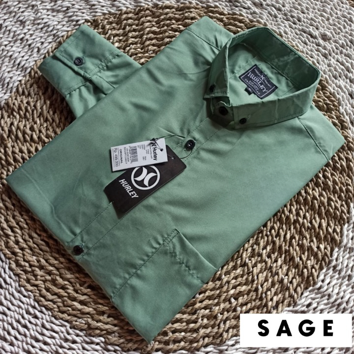 Baju kemeja polos pria warna tosca sage green lengan panjang jumbo bigsize M-XXL FORMAL NON FORMAL C