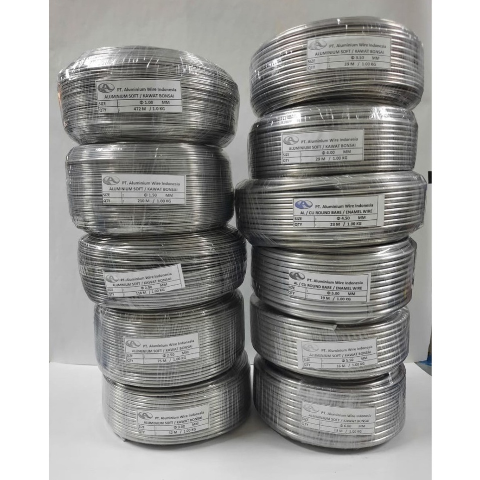 KODE C26N RF  1 KG Kawat Bonsai Aluminium Ukuran 1 2 3 4 5 6 mm Milimeter Tanaman Bunga Hias