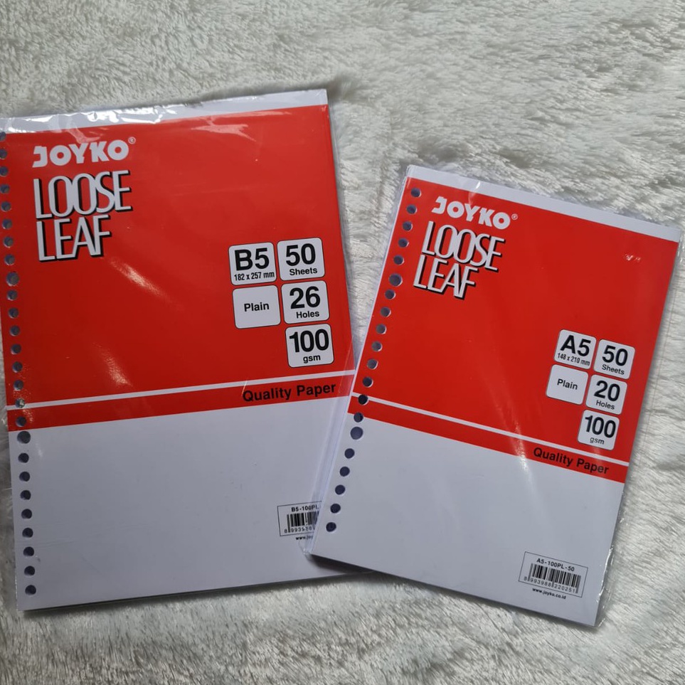 

Ready Menarik KERTAS JOYKO LOOSE LEAF PLAIN POLOS TANPA GARIS 5 LEMBAR A5 DAN B5