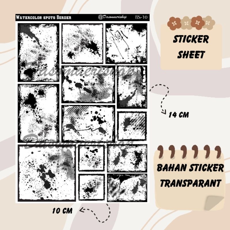 

Sticker Sheet Basic Watercolor Spots Frame Stiker Grunge Frame Dekorasi Journaling Scrapbook Handmade by Dasomaerishop