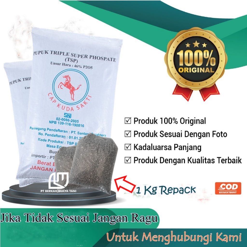 Pupuk TSP 46% P2O5 Triple Super Phospate 1 Kg Cap Kuda Sakti Santani