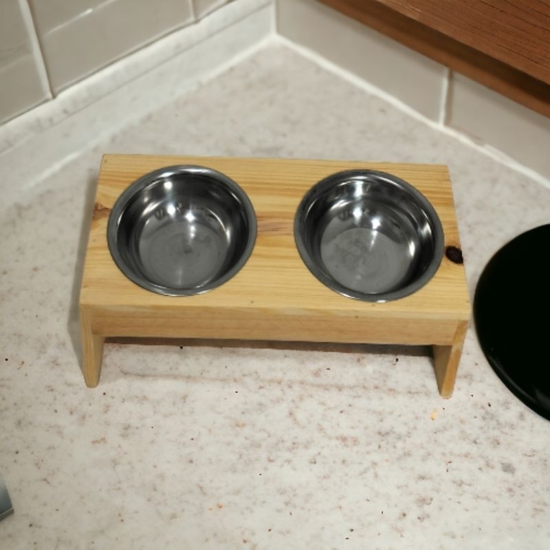 Tempat makan kucing/pet feeder/Tempat makan anjing/tempat makan kucing aesthetic dari kayu