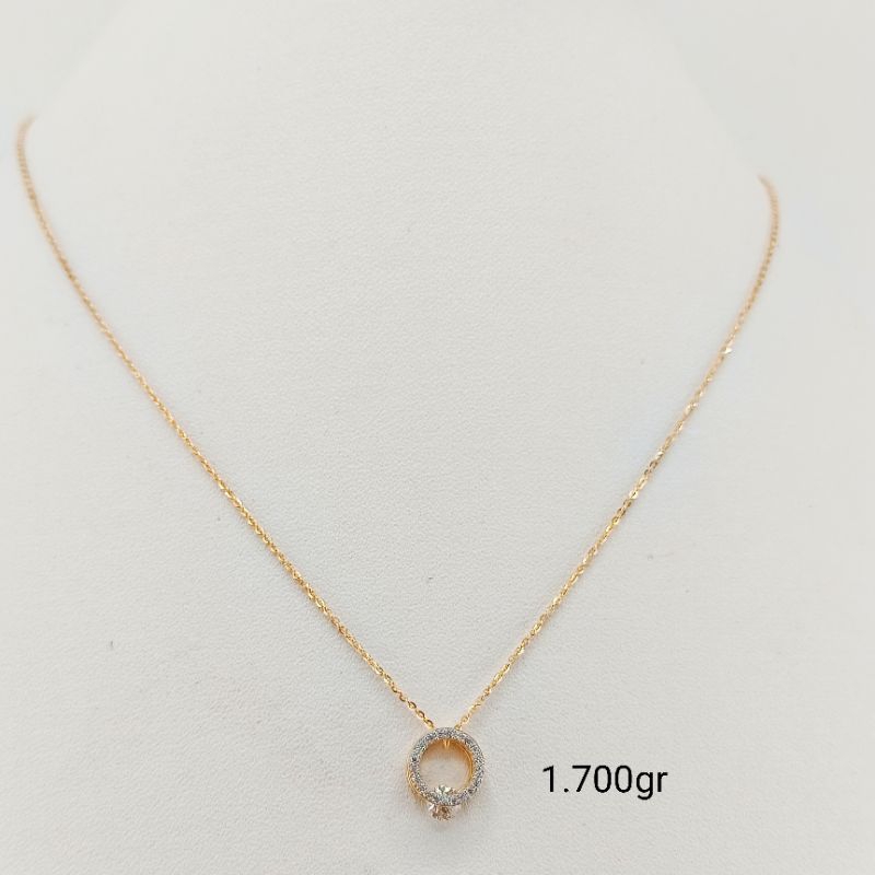 kalung emas liontin bulat full mata