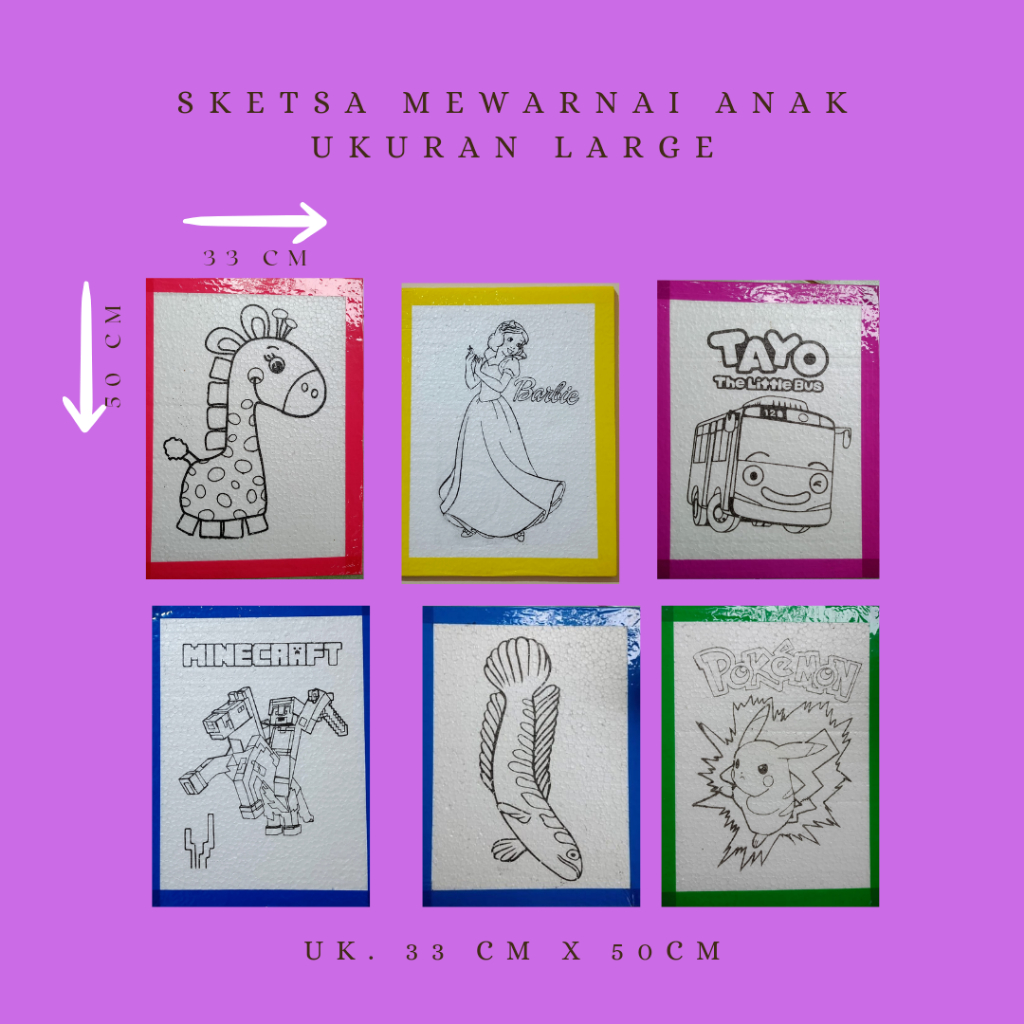 

Styrofoam 1 pcs ukuran 33 cm x 50 cm mewarnai karakter anak/ gabus melukis paket pewarna