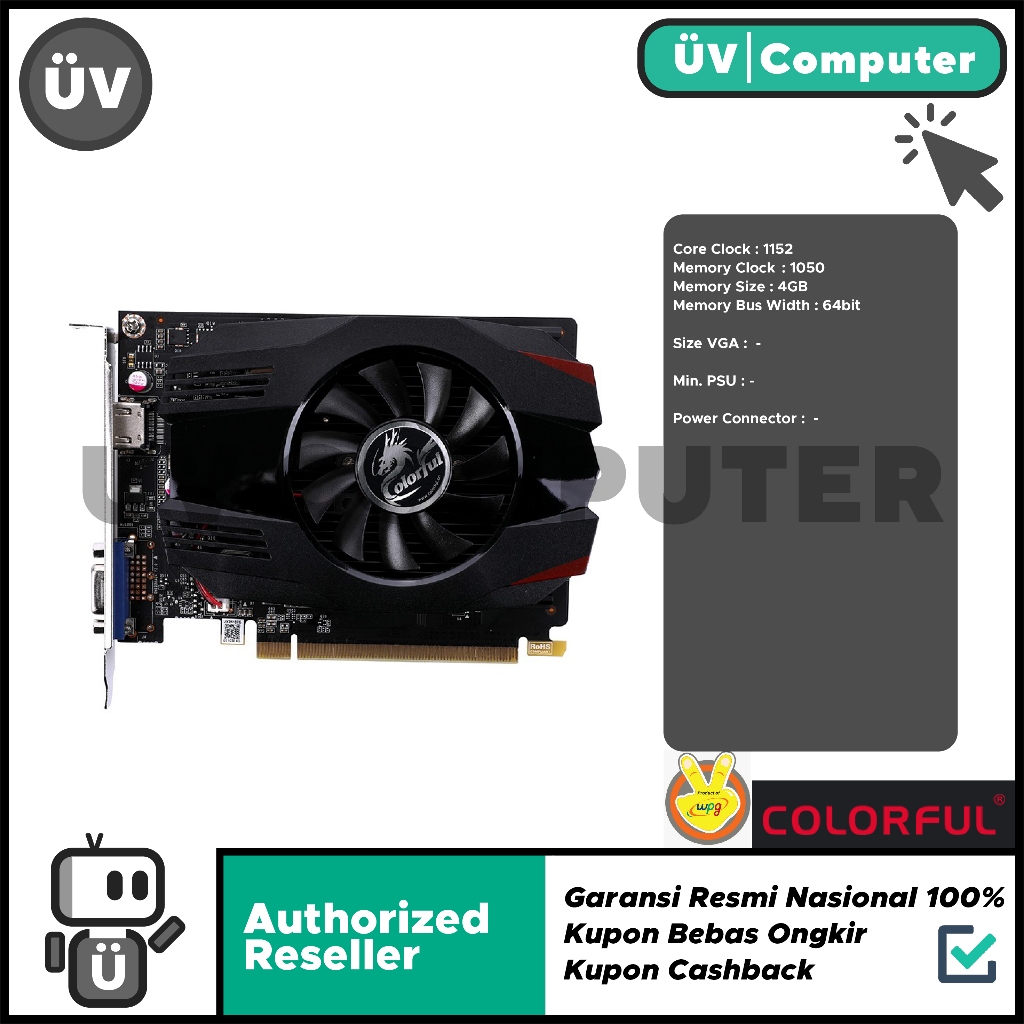 VGA Card Nvidia Colorful Geforce GT 1030 4G-V GT1030 4GB DDR4