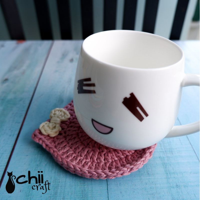 Tatakan Gelas Rajut | Coaster Rajut | Tatakan Gelas Kucing