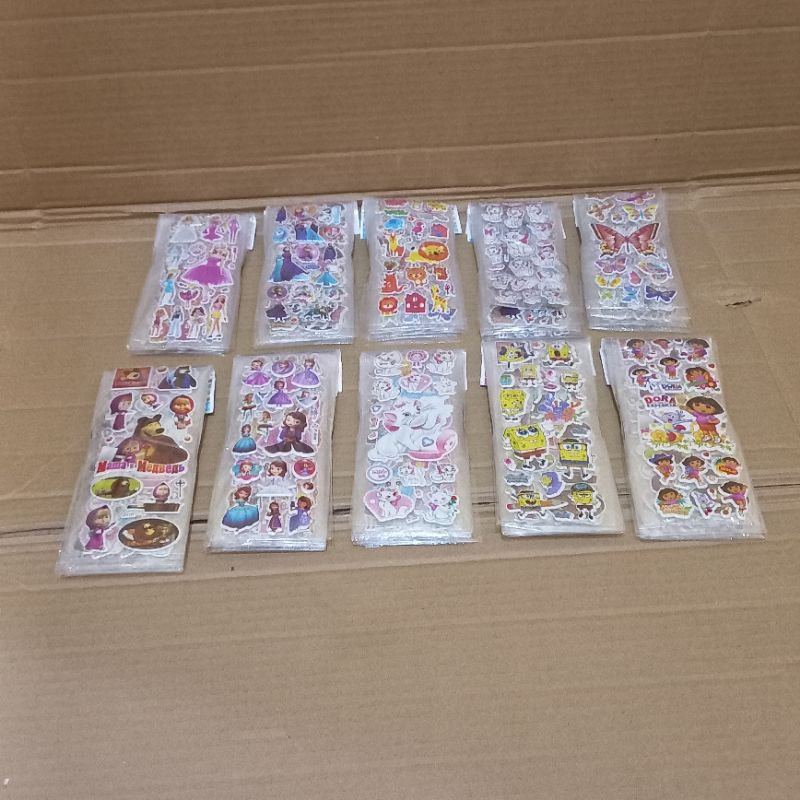 

10 Lembar Mainan Stiker Tempel Anak Cewek Karakter
