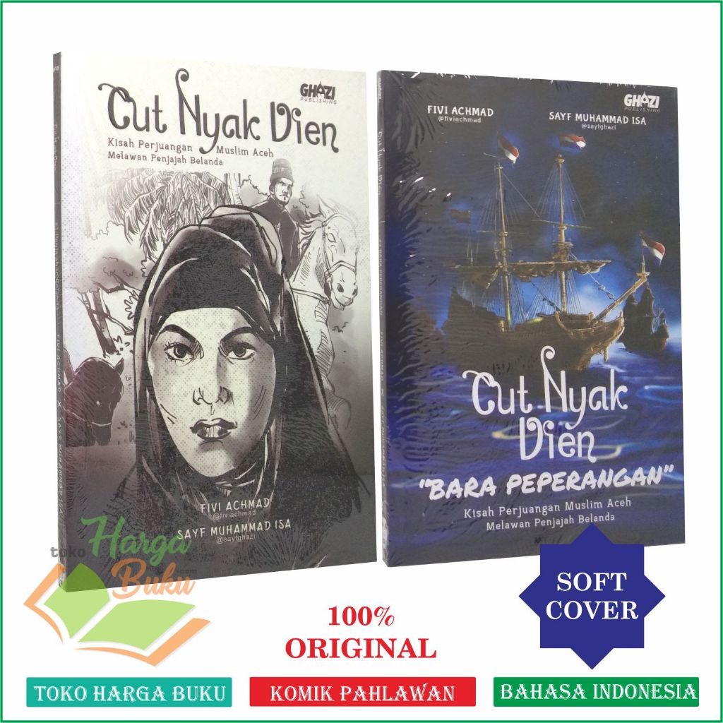 Foto Paket 2 Buku Komik Cut Nyak Dien JILID 1 dan 2 Buku Anak Kisah Perjuangan Muslim Aceh Penerbit Ghazi Publishing