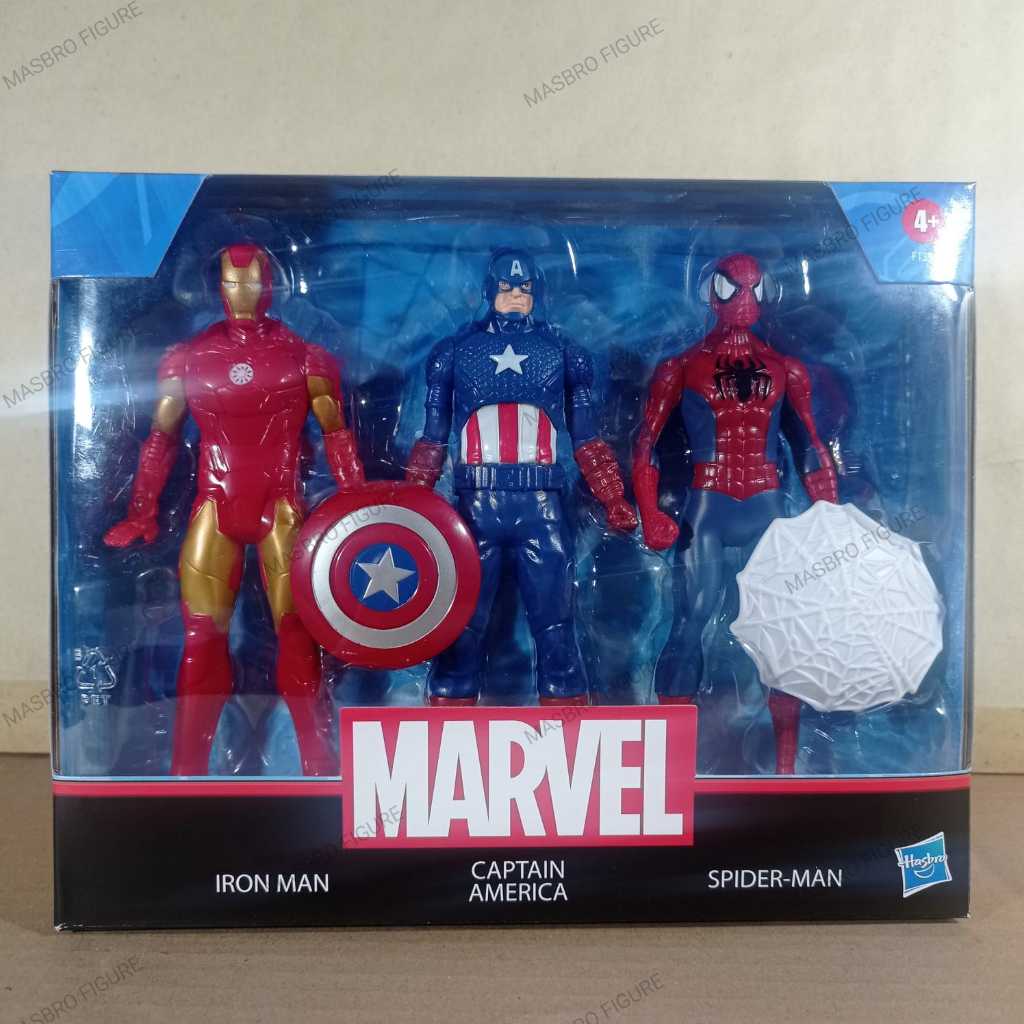 Action Figure Hasbro Marvel Iron Man 3 Pack Figures Spider-Man Captain America 14 cm