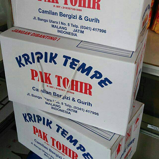 

Kardus Kripik Tempe Pak Tohir Khas Malang