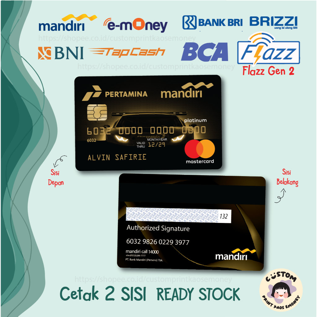 KARTU E MONEY E TOLL KREDIT CARD PERTAMINA CARD KEREN MANDIRI TAPCASH BRIZZI FLAZZ GEN 2 - 2 SISI