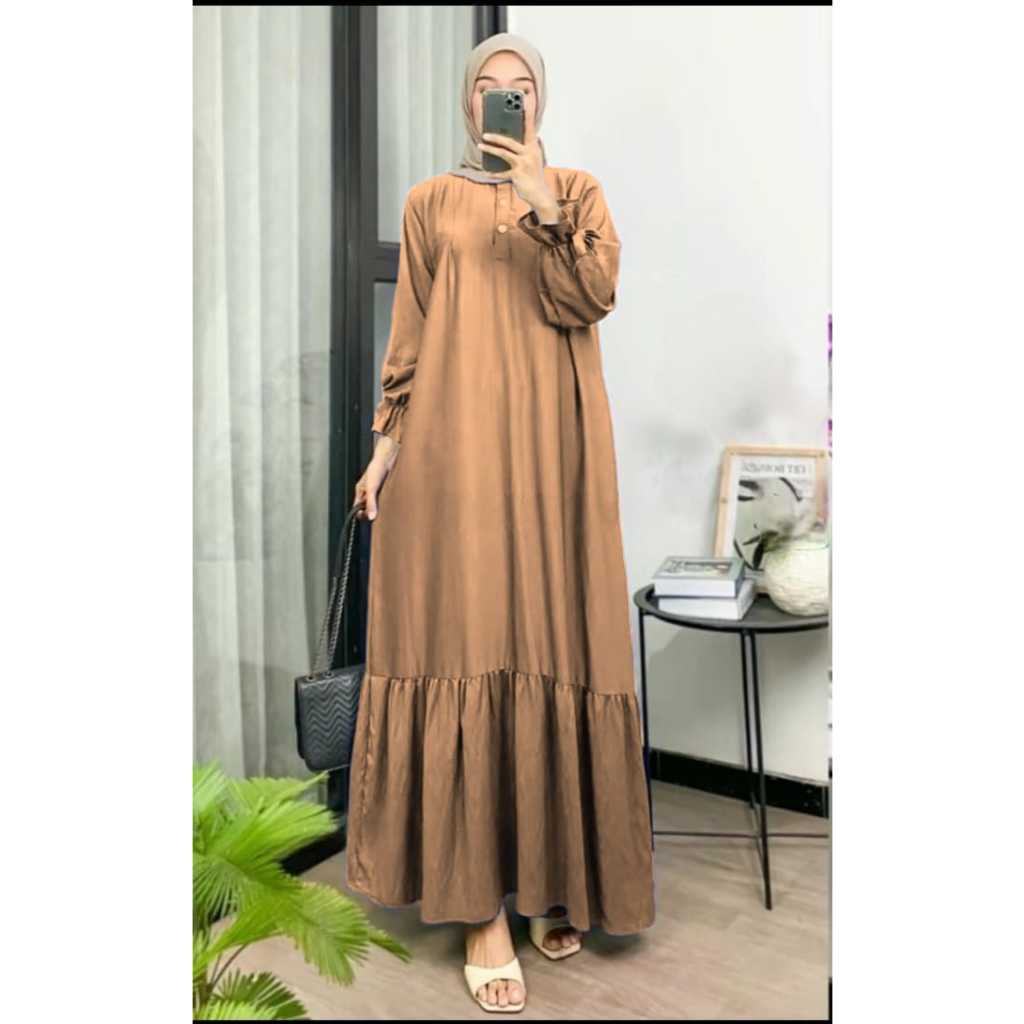 Gamis wanita viral tiktok bahan Crinkle Premium Naira dress muslimah Gamis Lebaran model baru 2026