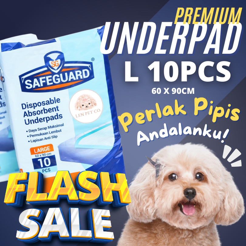 SAFEGUARD Underpad Premium Perlak Alas Pipis Besar Large 60 x 90 cm | Anjing Kucing