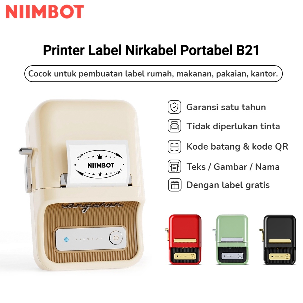 

KODE I86F NIIMBOT B21 B1 Pencetak Label Termal Printer Label Portabel Bluetooth Tanpa Tinta dengan