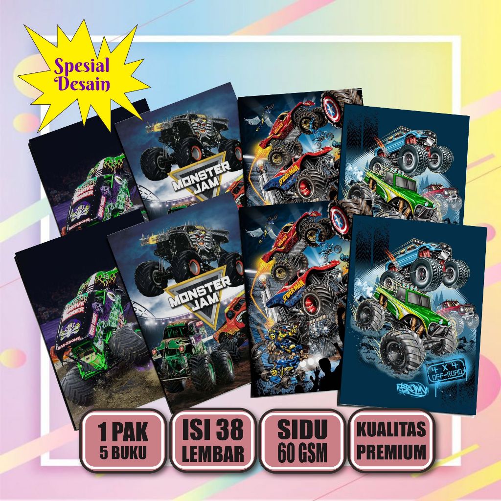 

Buku Tulis Anak Custom Truk Monster 38 Lembar / Buku Tulis Sekolah
