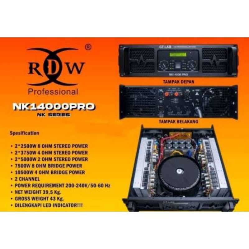 POWER AMPLIFIER RDW NK14000PRO STEREO ORIGINAL NK 14000 PRO