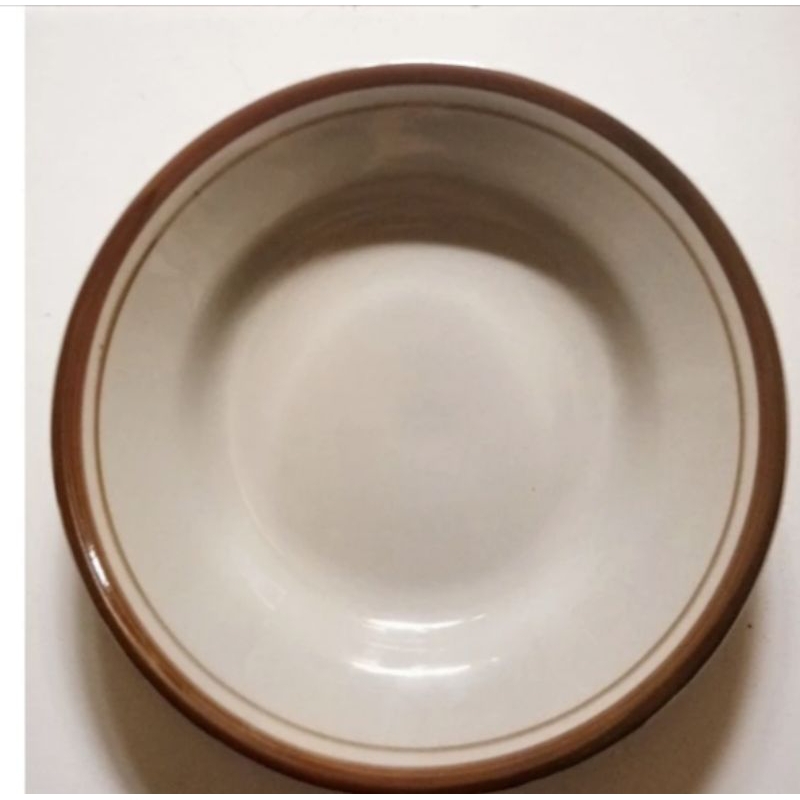 piring makan keramik list coklat/piring lucky/piring makan keramik coklat harga perlusin