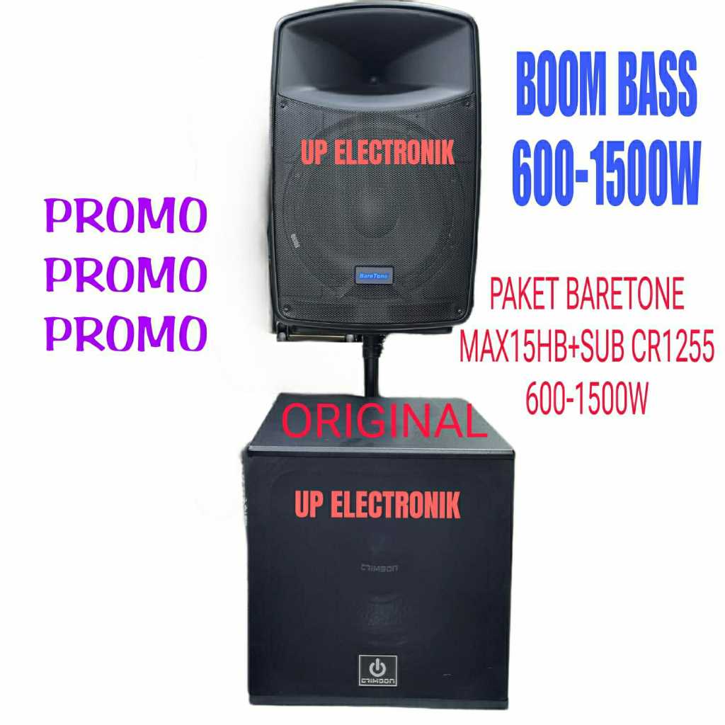 Paket Sound System Speaker Potable 15Inch Baretone MAX15HB + Subwoofer Crimson CR1255 500-1500Watt O